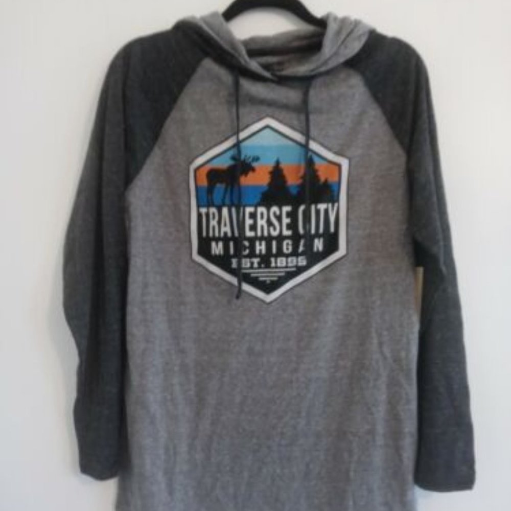 Solimar Hooded Long Sleeve Shirt Gray Mens Size Medium NWT